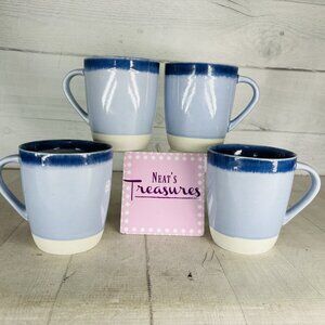 Project 62 Target VALETTA Dark Blue Drip Band Porcelain 14oz Cups Mugs Set of 4